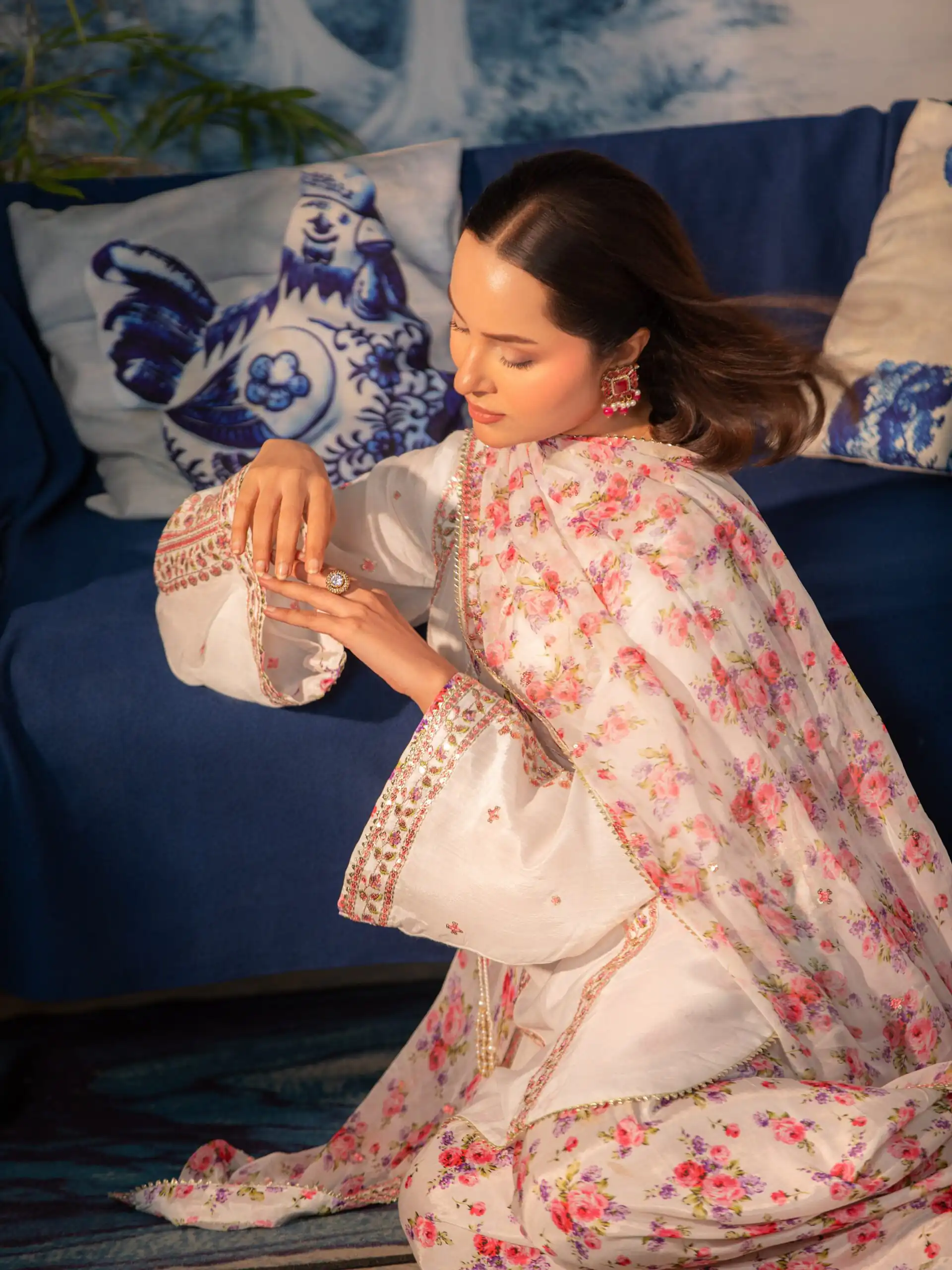 Classic White Natural Crap Sequence Work Salwar Suit - Image 2
