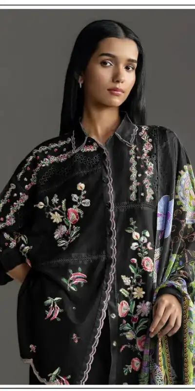 Alternative view of Fancy Black Cambric Cotton Embroidery Work Salwar Suit