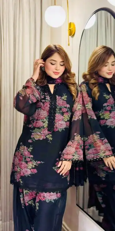 Alternative view of Fancy Black Faux Georgette Digital Print Salwar Suit