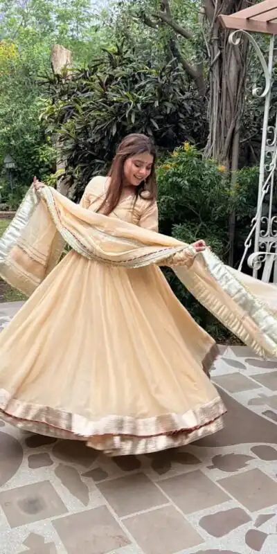 Alternative view of Fancy Cream Tabby Organza Silk Hand Work Gown