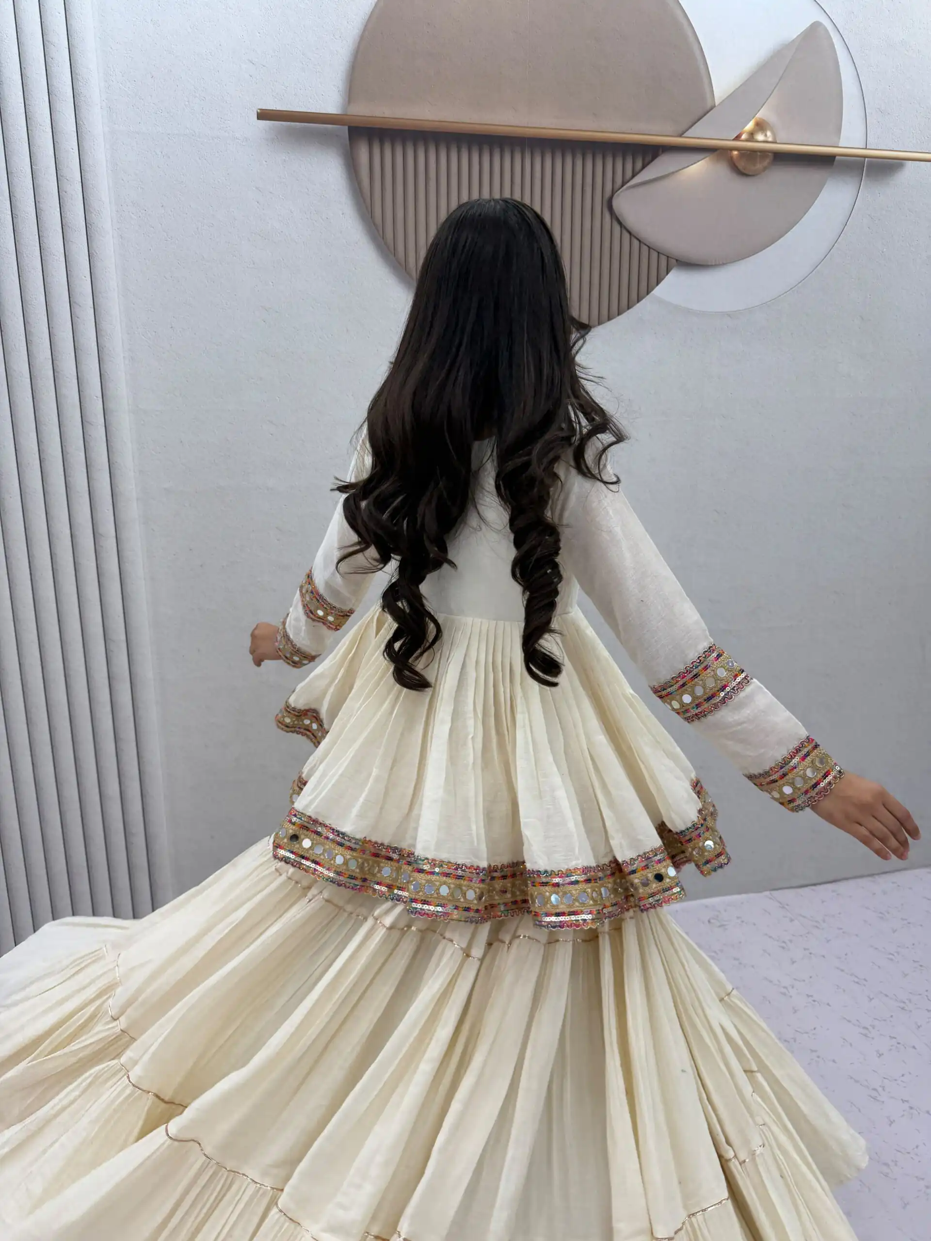 Fancy Off White Pure Cotton Lace Work Lehenga Choli - Image 7