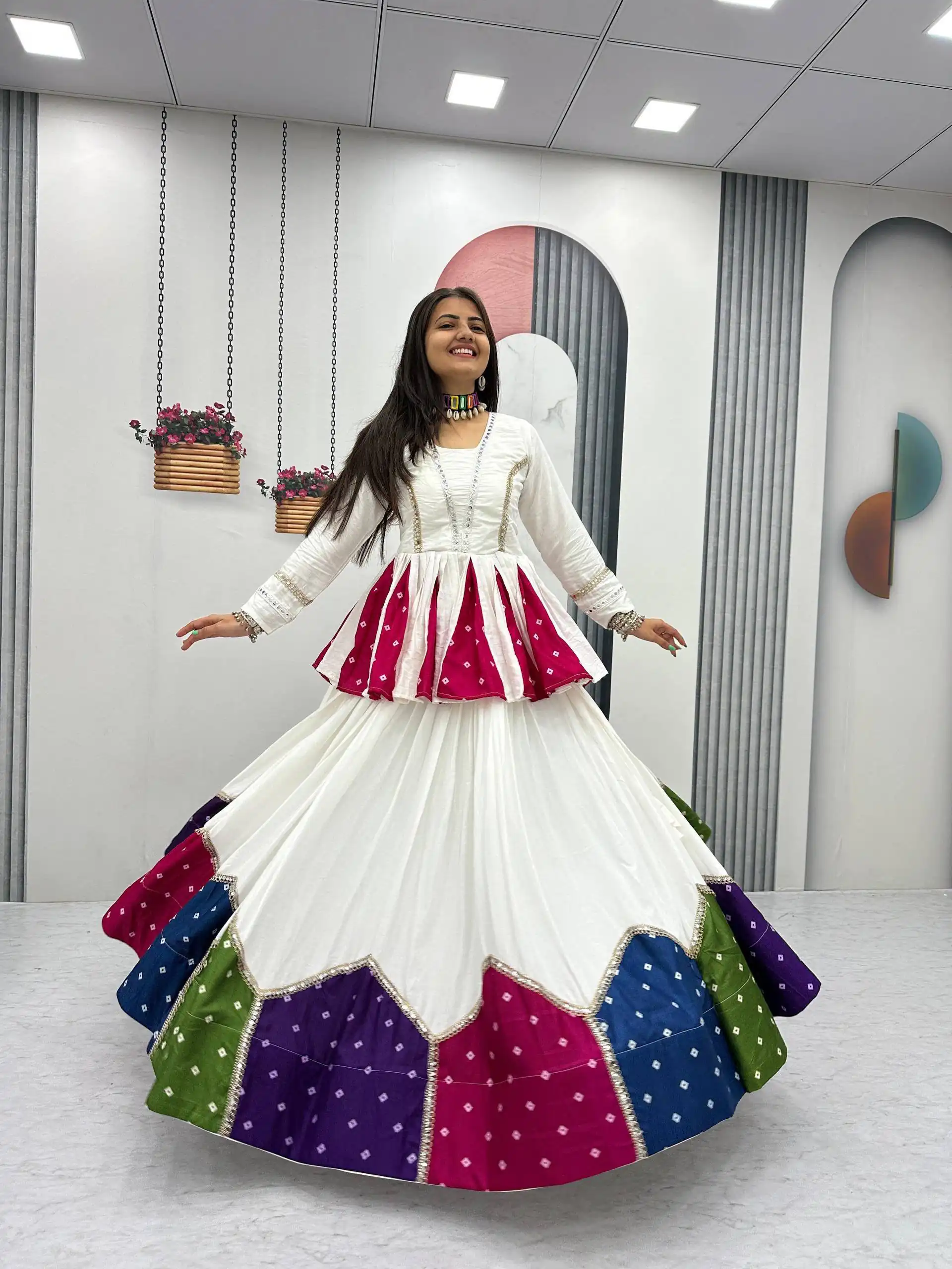 Fancy White Pure Cotton Lace Work Lehenga Choli - Image 7