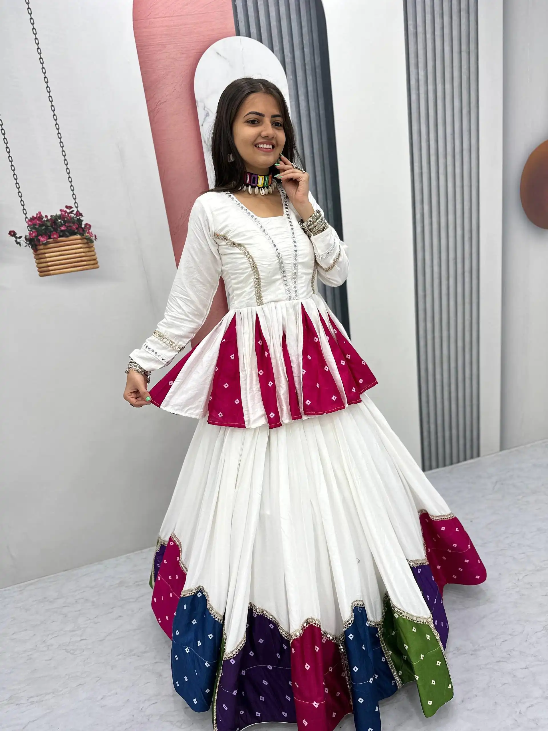 Fancy White Pure Cotton Lace Work Lehenga Choli - Image 5