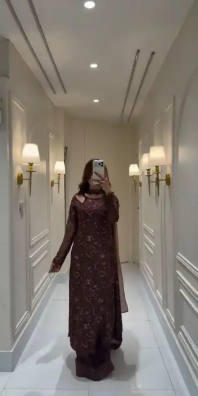 Alternative view of Fancy Wine Faux Georgette Sequence Work Salwar Suit
