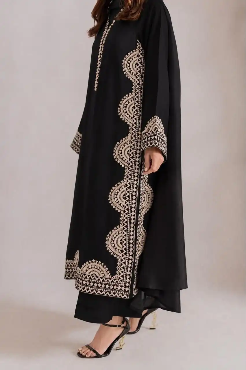 Fantastic Black Biscuit Slab Thread Work Salwar Suit - Image 6