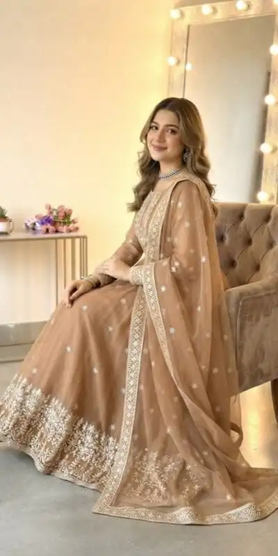 Alternative view of Glowing Chiku Georgette Embroidery Sequins Work Gown