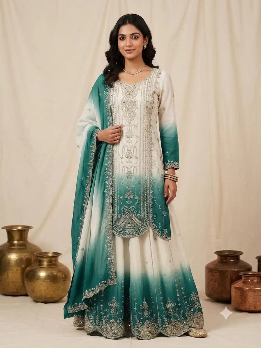 Grand Firozi Star Georgette Embroider Work Salwar Suit - Image 2