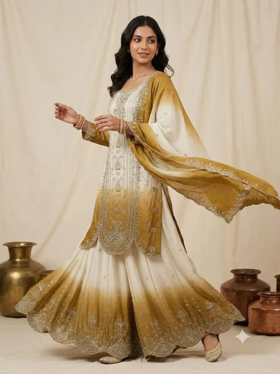 Grand Mustered Star Georgette Embroider Work Salwar Suit - Image 3