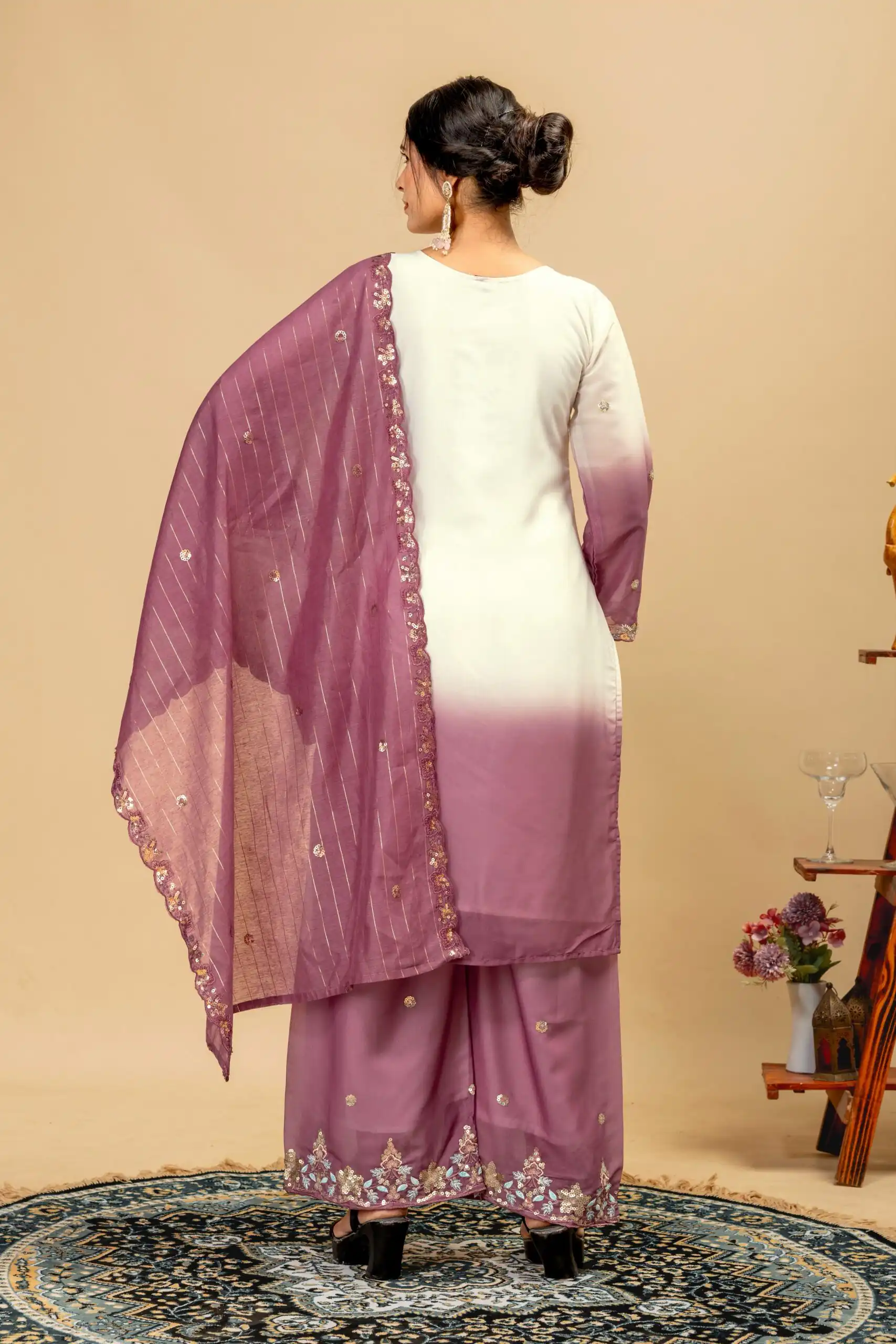 Grand Onion Star Georgette Beads Work Salwar Suit - Image 3