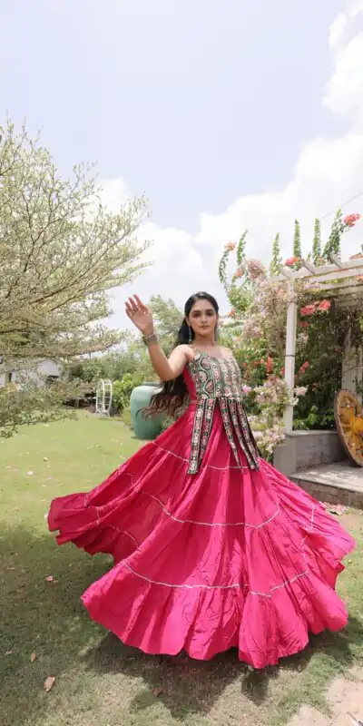Alternative view of Grand Pink Kora Cotton Kutchi Patch Work Lehenga Choli