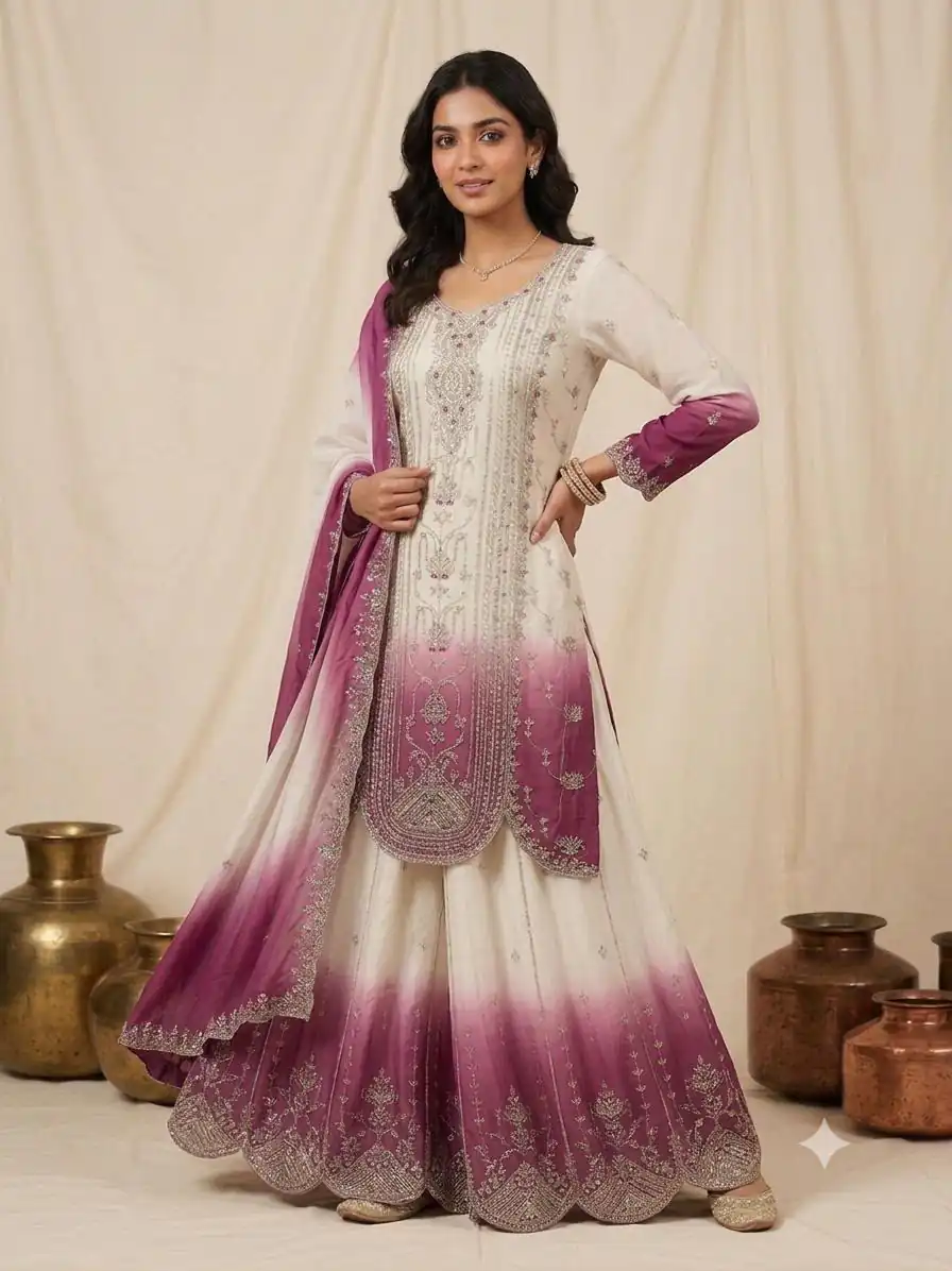 Grand Pink Star Georgette Embroider Work Salwar Suit