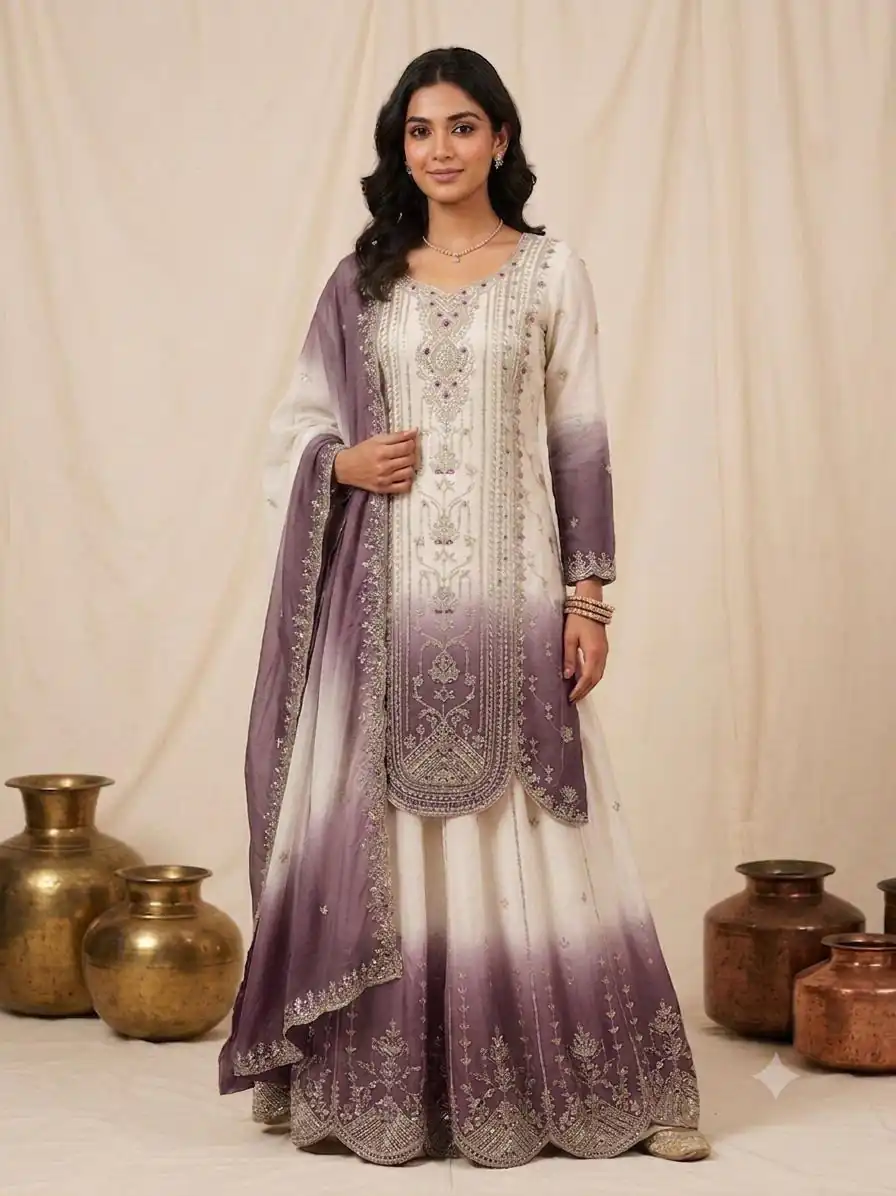 Grand Wine Star Georgette Embroider Work Salwar Suit - Image 2