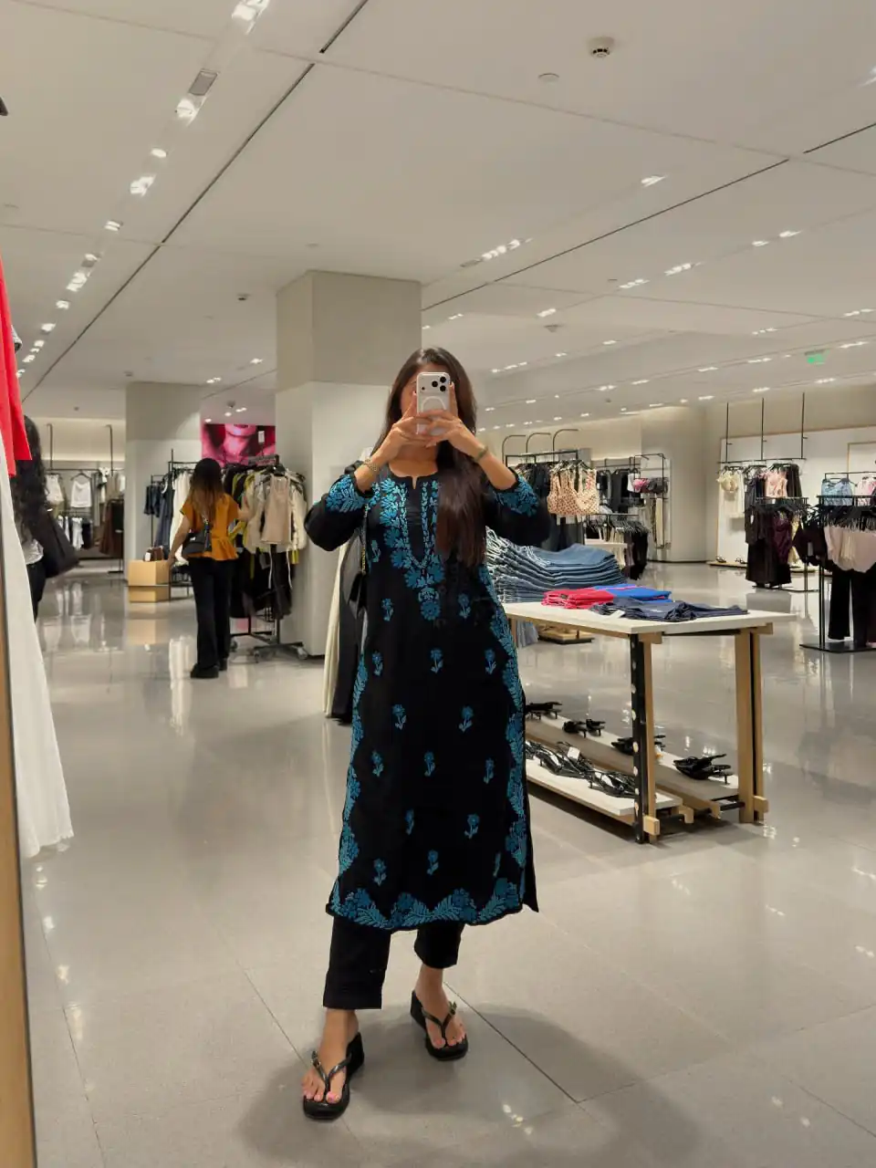 Nice Blue Roman Silk Thread Work Salwar Suit - Image 2