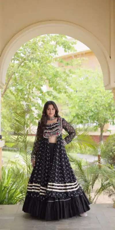 Alternative view of Perfect Black Faux Georgette Patchwork Work Lehenga Choli