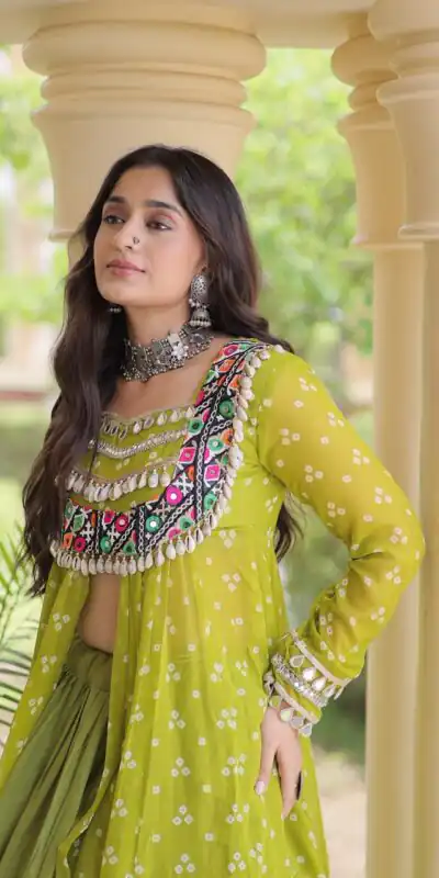 Alternative view of Perfect Mahendi Faux Georgette Patchwork Work Lehenga Choli