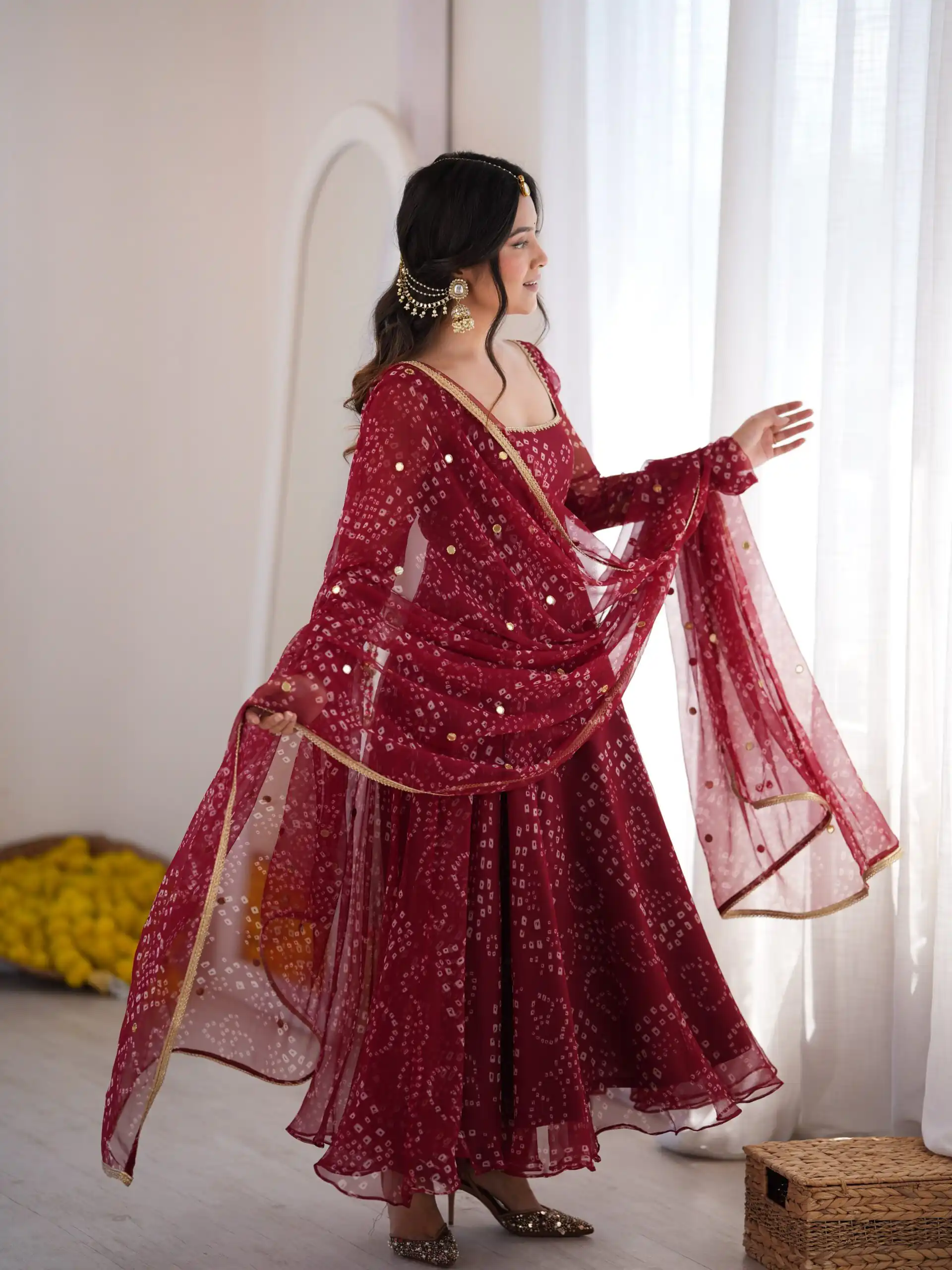 Perfect Maroon Faux Georgette Digital Print Work Salwar Suit