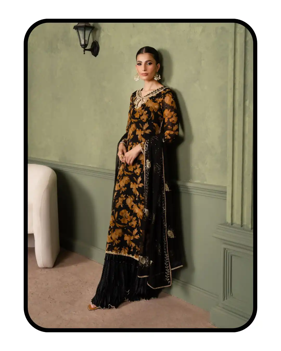Pretty Black Faux Georgette Embroider Work Salwar Suit - Image 2