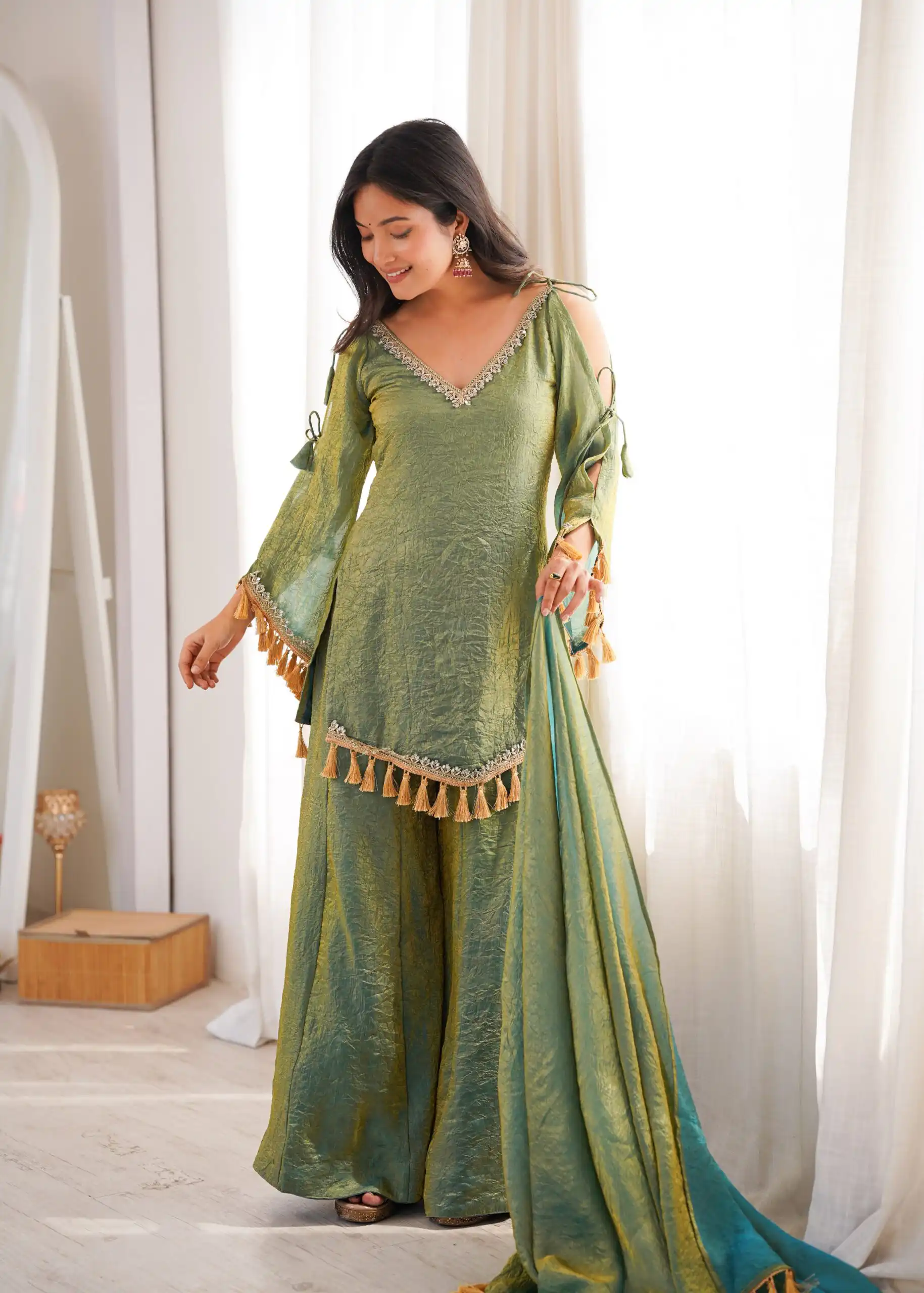 Pretty Green Doremon Crush Mirror Work Salwar Suit - Image 10