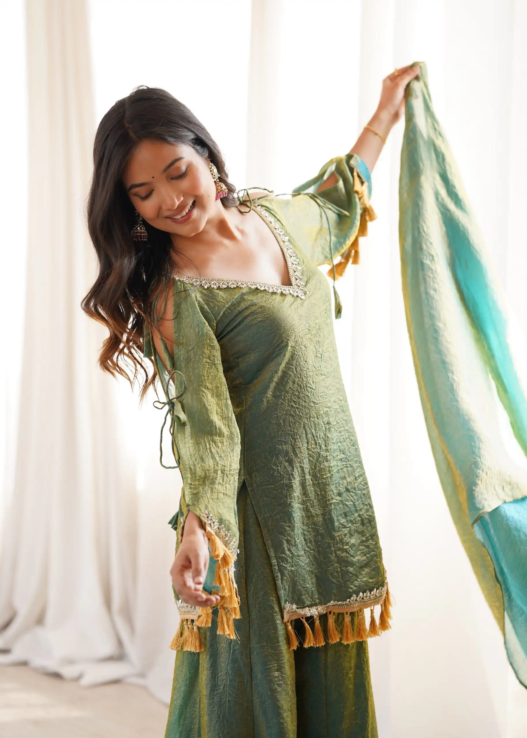 Pretty Green Doremon Crush Mirror Work Salwar Suit - Image 9