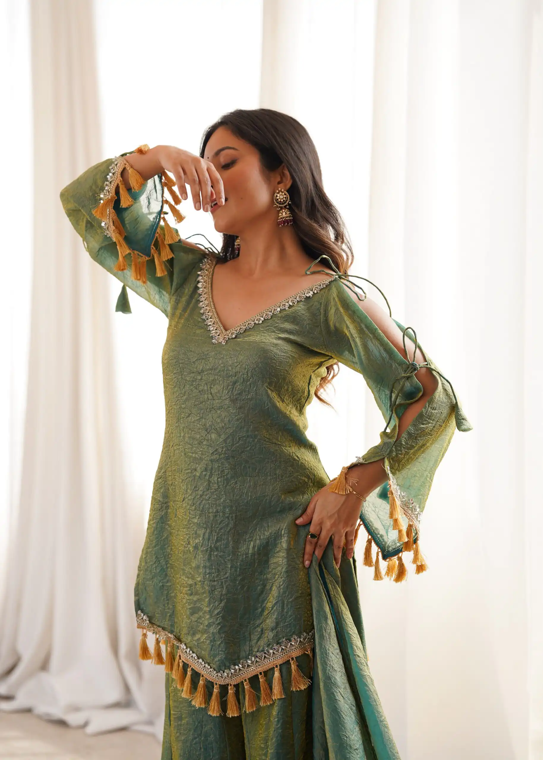 Pretty Green Doremon Crush Mirror Work Salwar Suit - Image 8