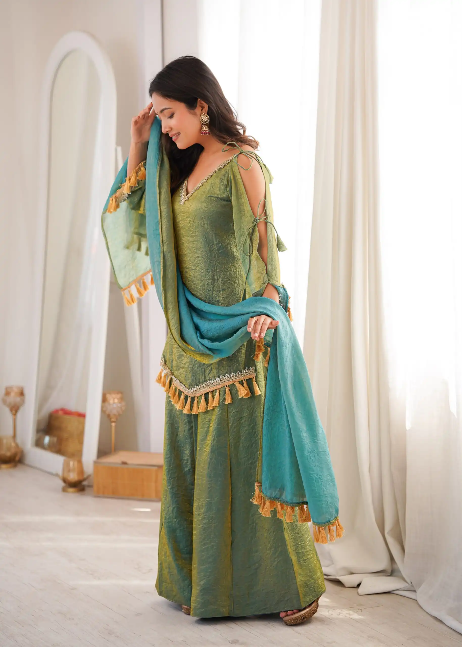 Pretty Green Doremon Crush Mirror Work Salwar Suit - Image 7