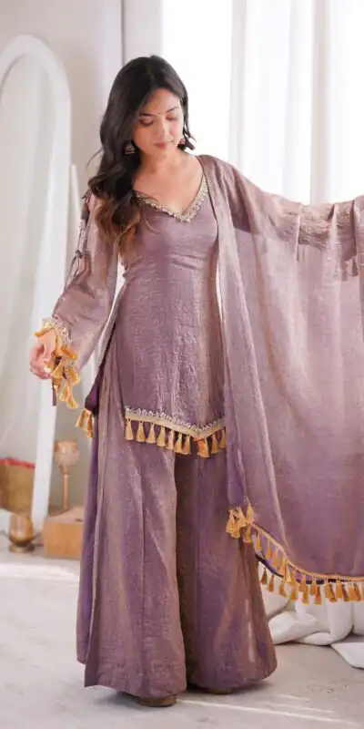 Pretty Lavender Doremon Crush Mirror Work Salwar Suit