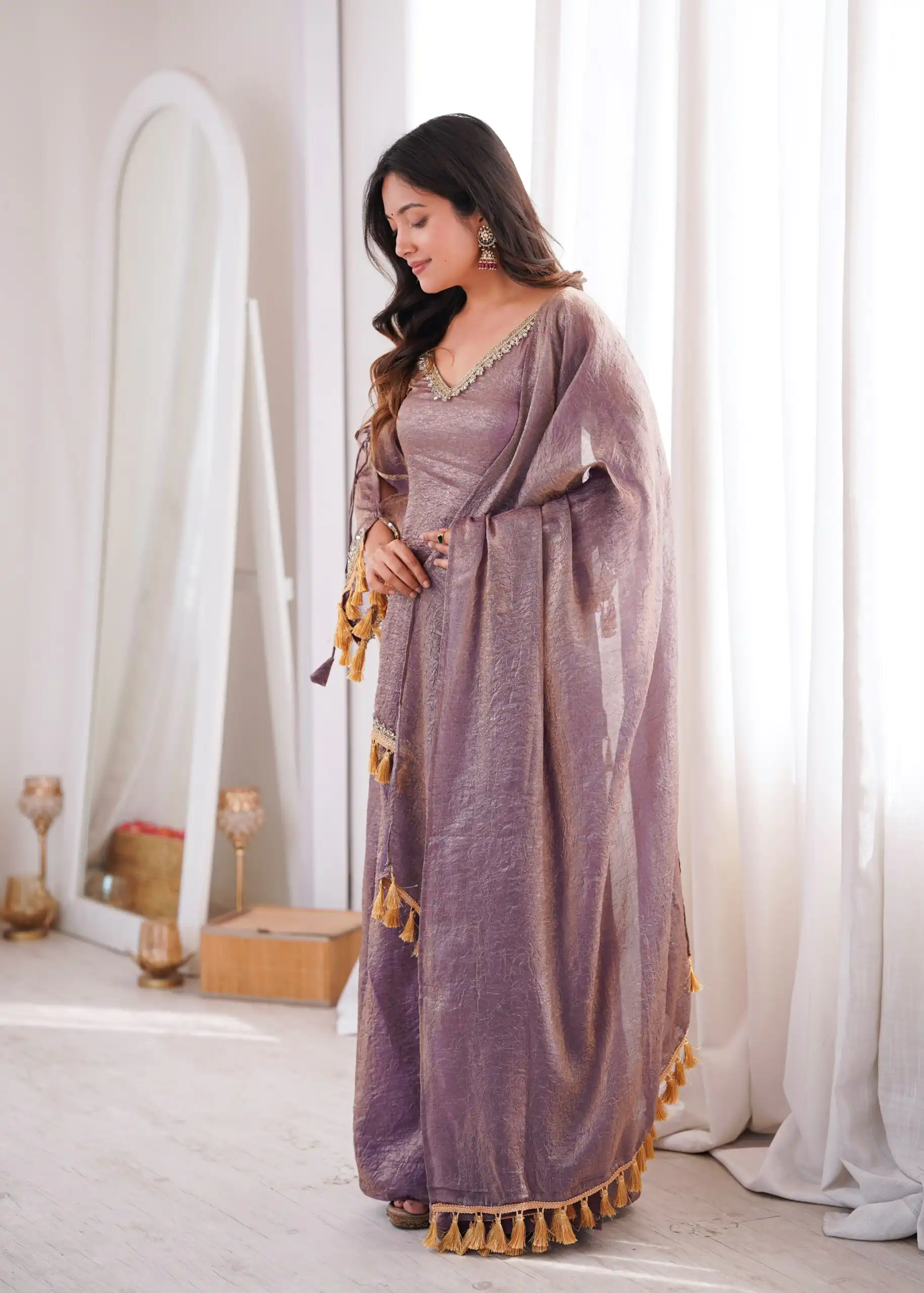 Pretty Lavender Doremon Crush Mirror Work Salwar Suit - Image 9
