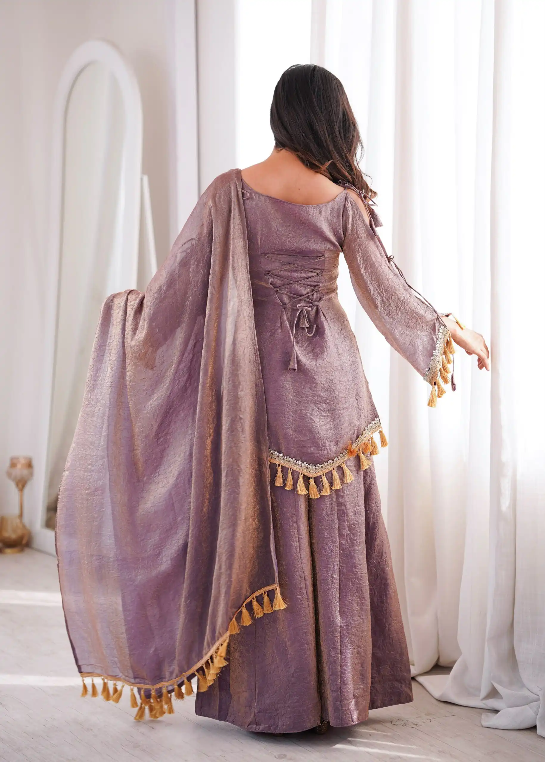 Pretty Lavender Doremon Crush Mirror Work Salwar Suit - Image 7