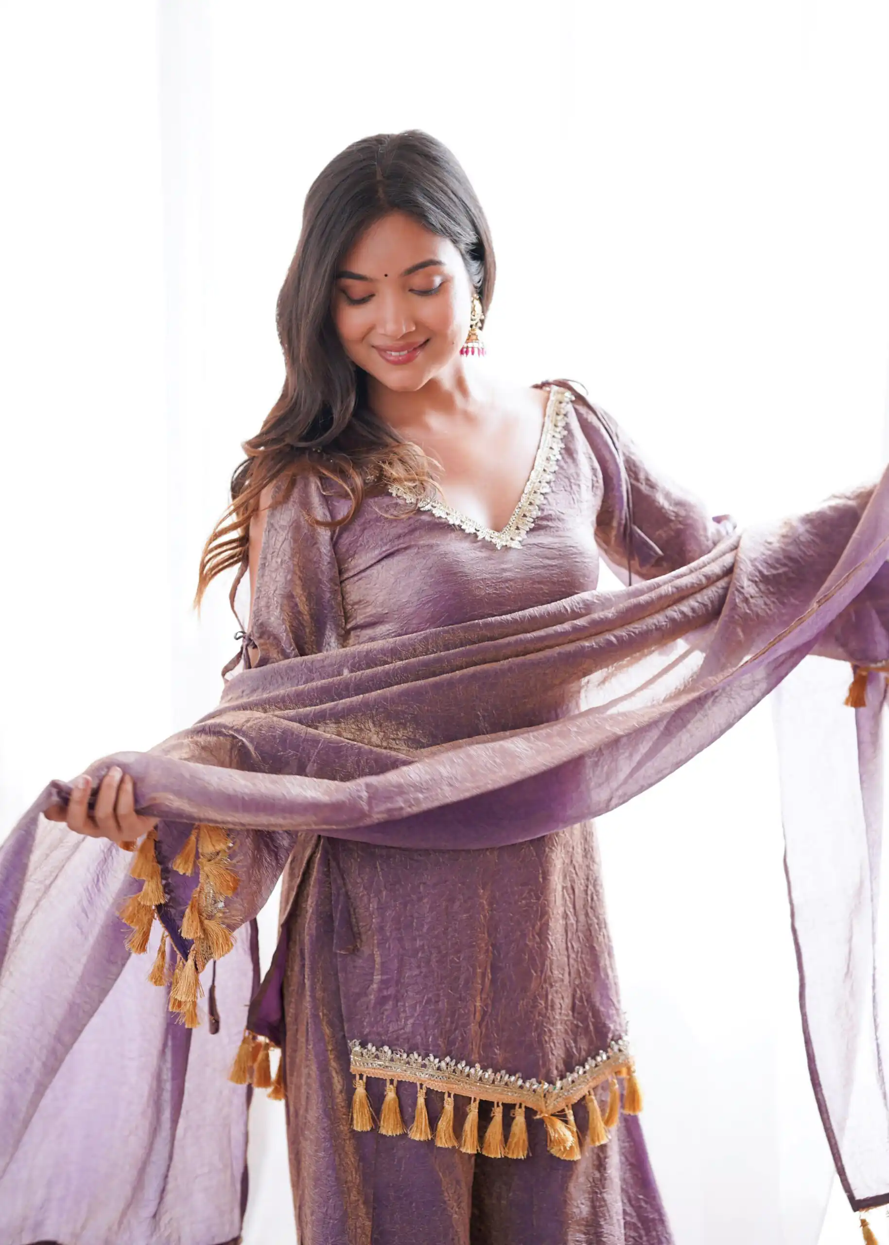 Pretty Lavender Doremon Crush Mirror Work Salwar Suit - Image 16