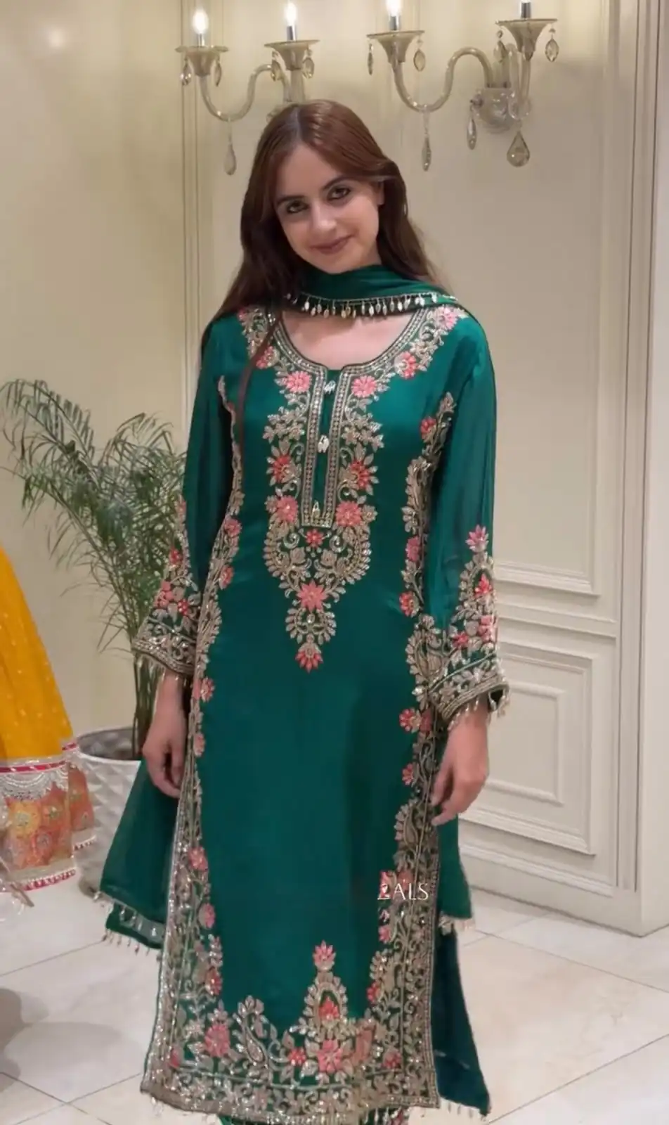 Pretty Teal Faux Georgette Sequence Work Salwar Suit