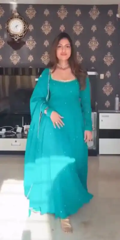 Shiny Blue Faux Georgette Hand Work Anarkali Suit