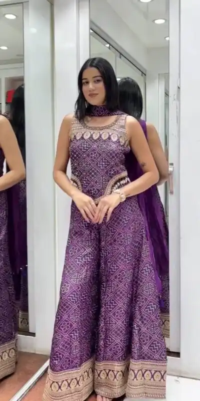 Shiny Purple Faux Georgette Digital Print Salwar Suit