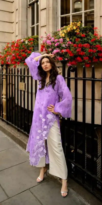 Special Lavender Organza Silk Digital Print Work Salwar Suit