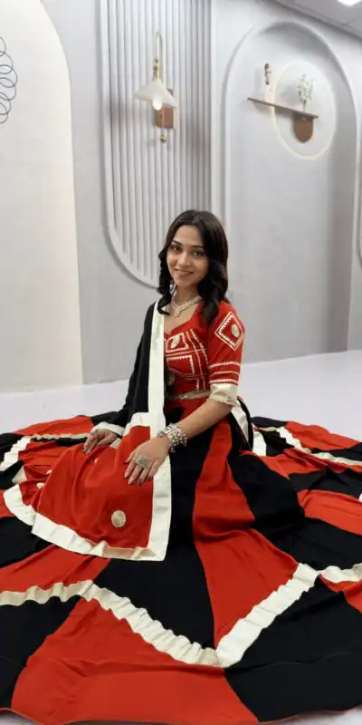 Alternative view of Stylish Black Cotton Gota Patti Work Lehenga Choli