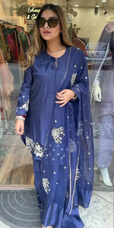 Alternative view of Stylish Blue Natural Crep Sequence Work Salwar Suit