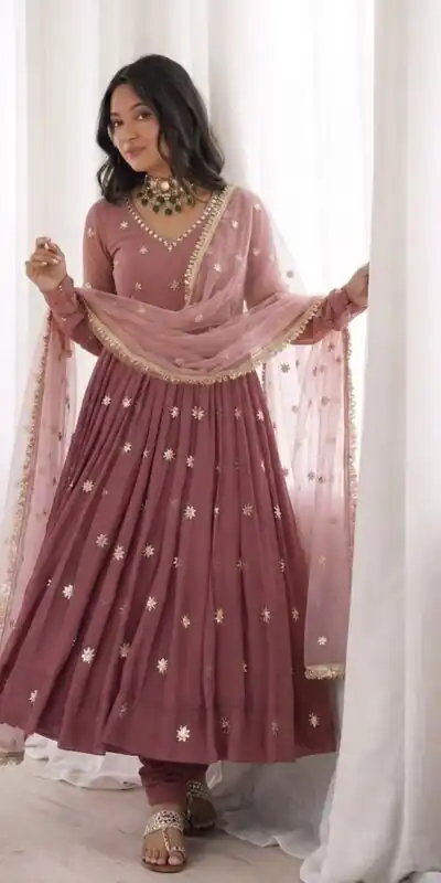 Alternative view of Super Onion Faux Georgette Embroidery Work Salwar Suit