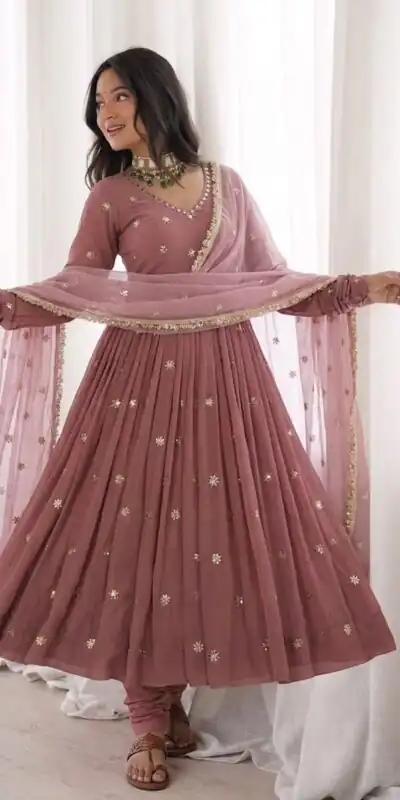 Super Onion Faux Georgette Embroidery Work Salwar Suit