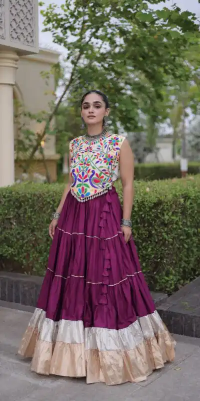 Alternative view of Trendy Wine Rayon Embroider Kutchi Work Lehenga Choli