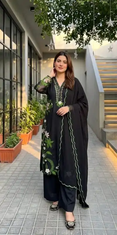 ST 249 Black Roman Silk Salwar Suit with Sequins Work & Embroidery Work. Available at ₹2099 only. Delivery 4-6 Working Days. Shop now. | Jump Suits, Salwar suit, Designer Suits, Casual Suits, Creative suits, Palazzo Suits, Party Wear Suits, Patiala Suits, Straight Suits