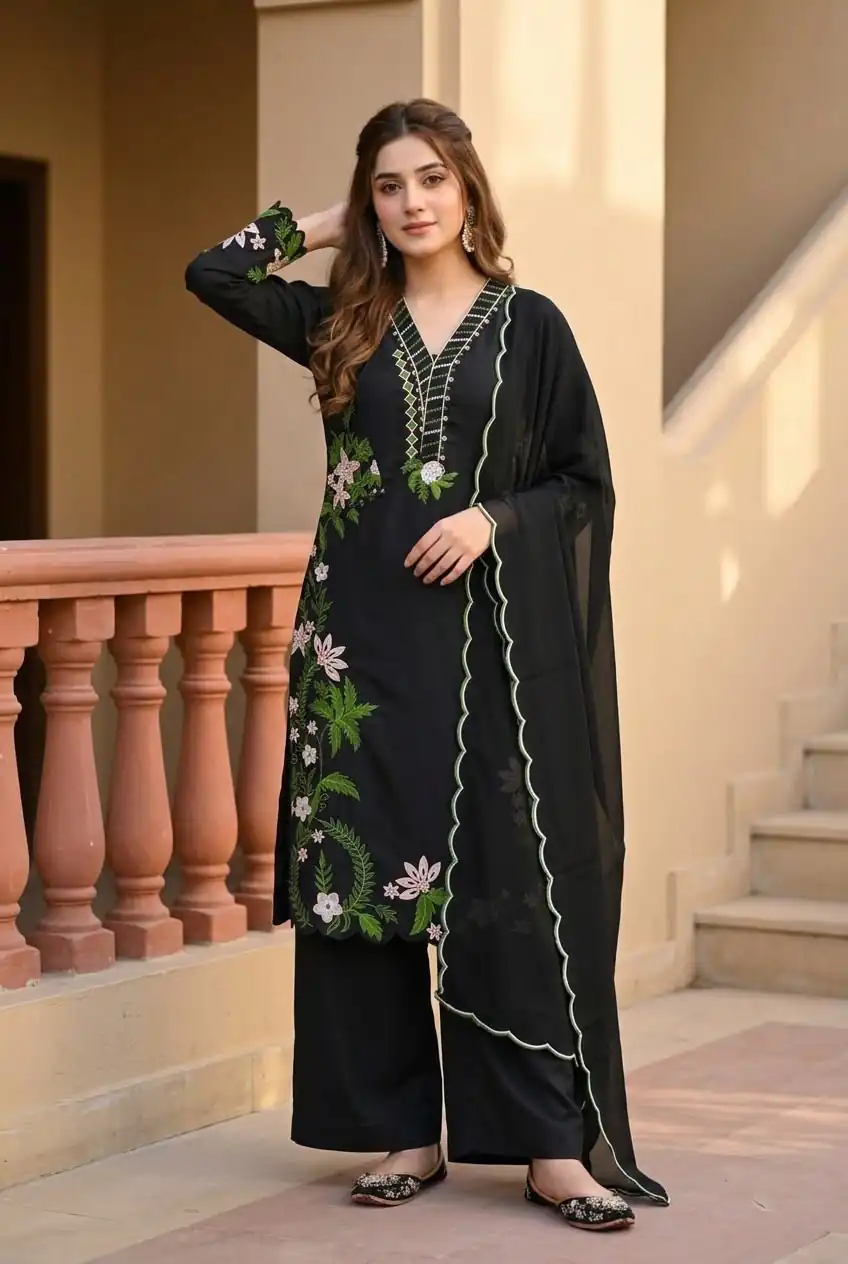 ST 249 Black Roman Silk Salwar Suit with Sequins Work & Embroidery Work. Available at ₹2099 only. Delivery 4-6 Working Days. Shop now. | Jump Suits, Salwar suit, Designer Suits, Casual Suits, Creative suits, Palazzo Suits, Party Wear Suits, Patiala Suits, Straight Suits