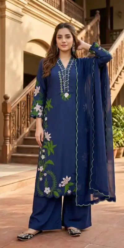 ST 249 Blue Roman Silk Salwar Suit with Sequins Work & Embroidery Work. Available at ₹2099 only. Delivery 4-6 Working Days. Shop now. | Jump Suits, Salwar suit, Designer Suits, Casual Suits, Creative suits, Palazzo Suits, Party Wear Suits, Patiala Suits, Straight Suits