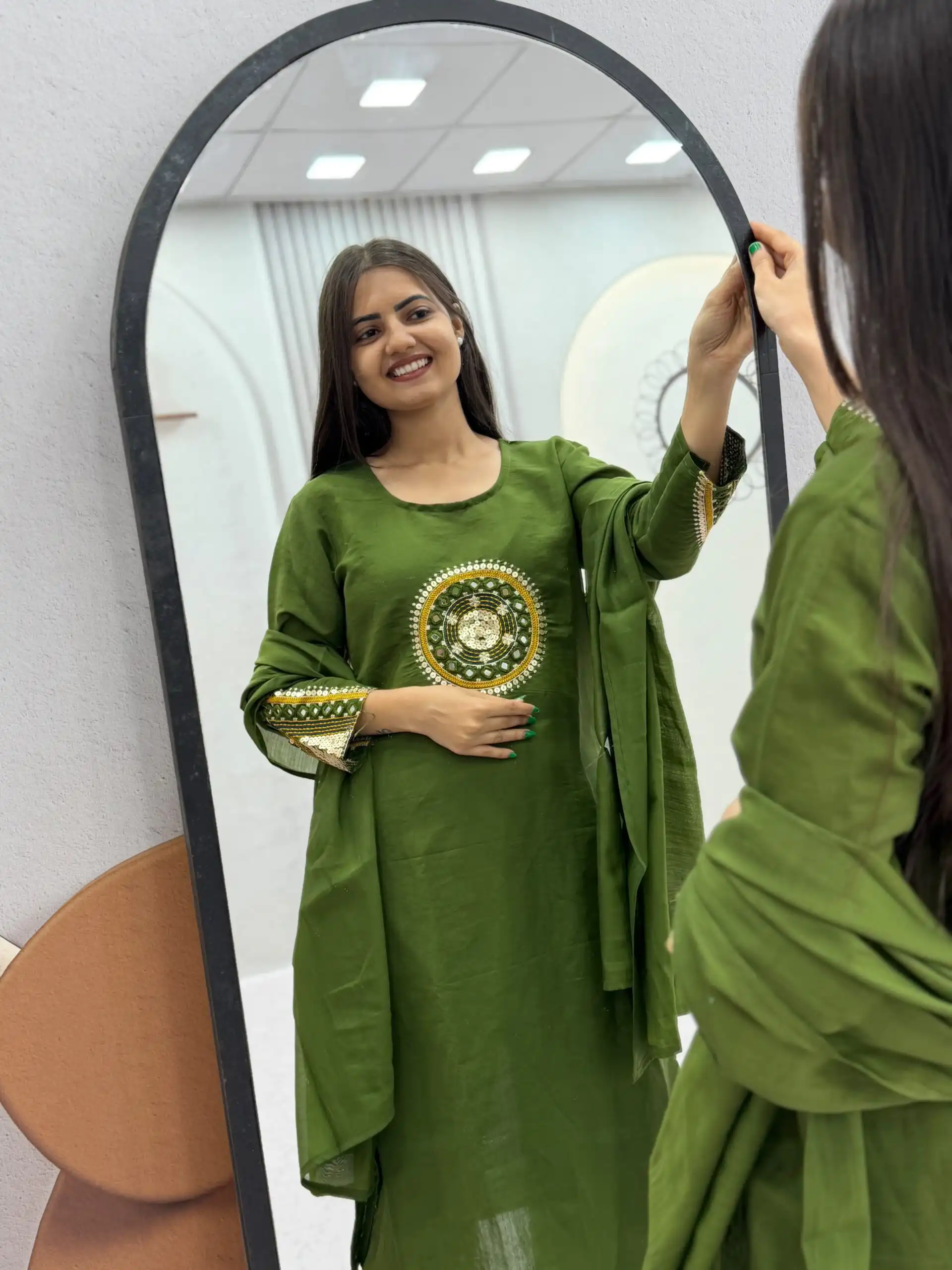 PC 598 Green Roman Silk Salwar Suit with Sequins Work & Embroidery Work. Available at ₹2099 only. Delivery 4-6 Working Days. Shop now. | Jump Suits, Salwar suit, Designer Suits, Casual Suits, Creative suits, Palazzo Suits, Party Wear Suits, Patiala Suits, Straight Suits
