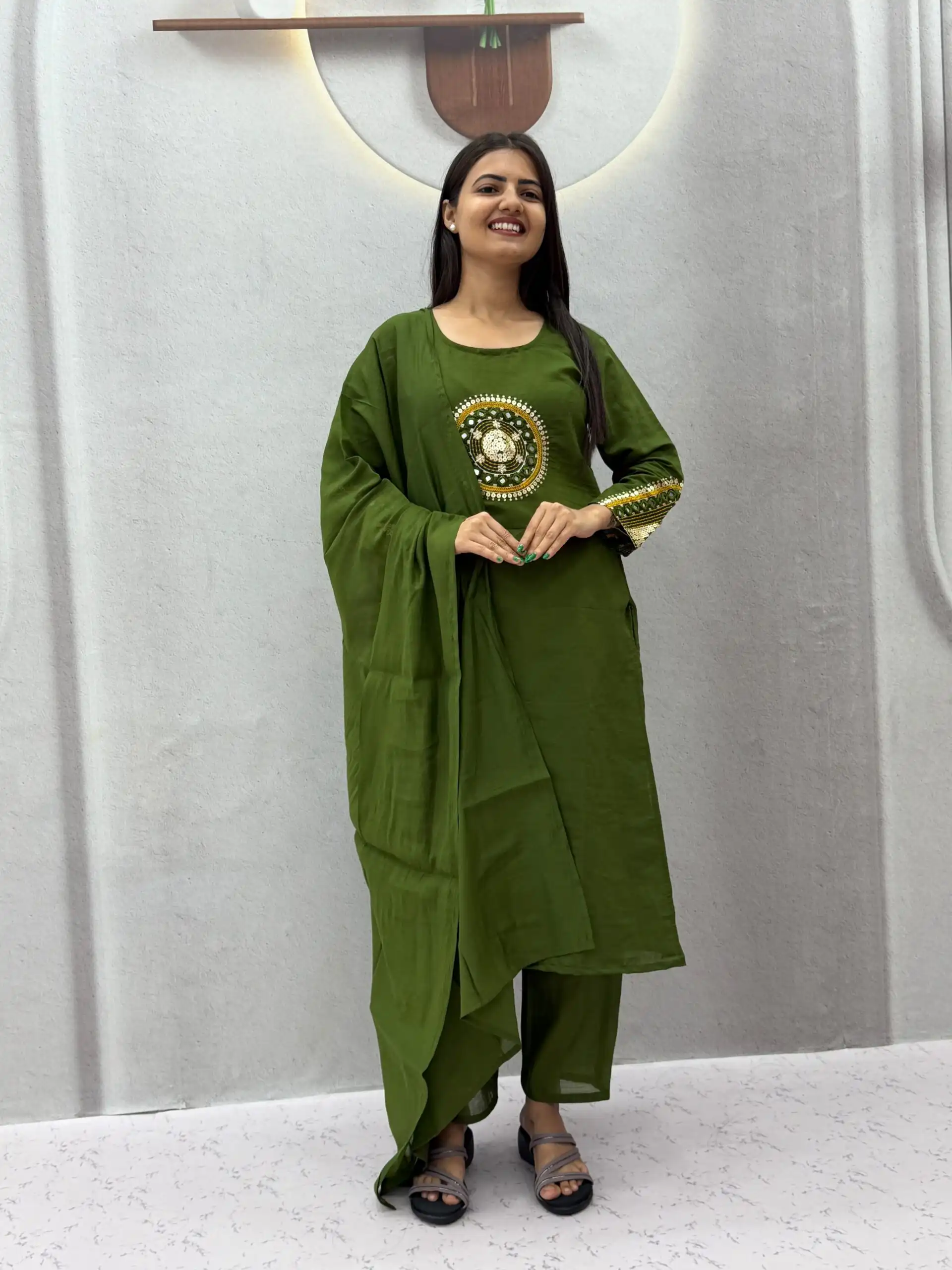 PC 598 Green Roman Silk Salwar Suit with Sequins Work & Embroidery Work. Available at ₹2099 only. Delivery 4-6 Working Days. Shop now. | Jump Suits, Salwar suit, Designer Suits, Casual Suits, Creative suits, Palazzo Suits, Party Wear Suits, Patiala Suits, Straight Suits