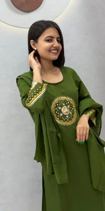 PC 598 Green Roman Silk Salwar Suit with Sequins Work & Embroidery Work. Available at ₹2099 only. Delivery 4-6 Working Days. Shop now. | Jump Suits, Salwar suit, Designer Suits, Casual Suits, Creative suits, Palazzo Suits, Party Wear Suits, Patiala Suits, Straight Suits