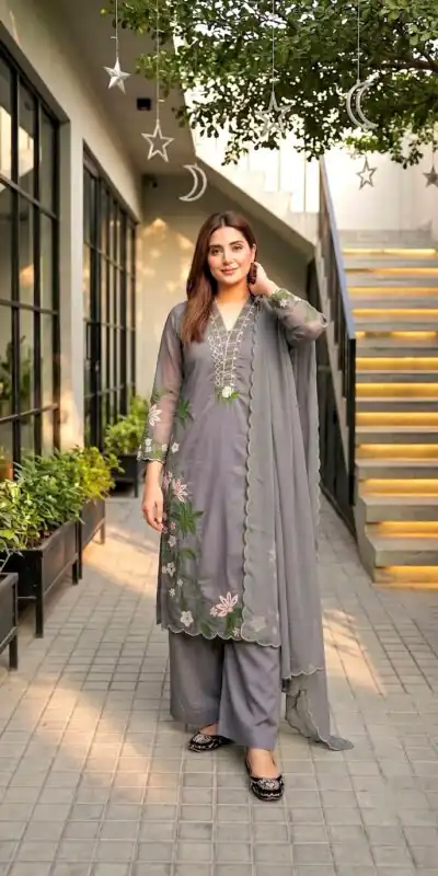 ST 249 Grey Roman Silk Salwar Suit with Sequins Work & Embroidery Work. Available at ₹2099 only. Delivery 4-6 Working Days. Shop now. | Jump Suits, Salwar suit, Designer Suits, Casual Suits, Creative suits, Palazzo Suits, Party Wear Suits, Patiala Suits, Straight Suits