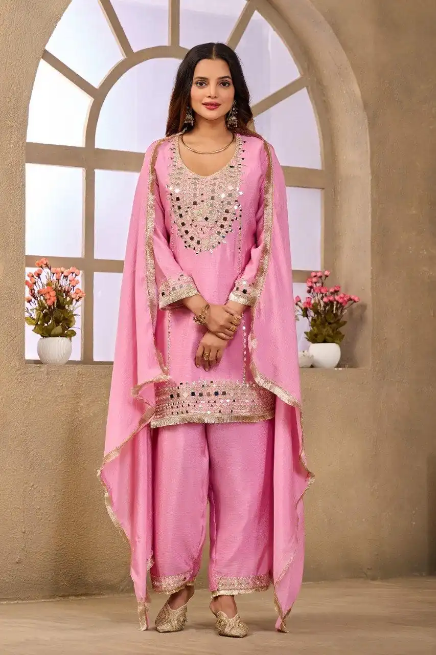 FC 102 Pink Chinon Silk Salwar Suit Perfect for Wedding, Party, Ganesh Chaturthi, Baby Shower, Makar Sankranti – . Affordable Price ₹2949. Delivery | Jump Suits, Salwar suit, Designer Suits, Casual Suits, Creative suits, Palazzo Suits, Party Wear Suits, Patiala Suits, Straight Suits