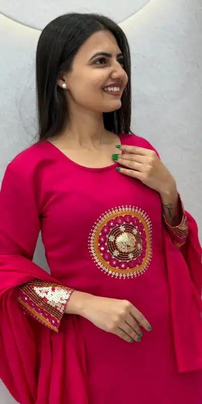 PC 598 Pink Roman Silk Salwar Suit with Sequins Work & Embroidery Work. Available at ₹2099 only. Delivery 4-6 Working Days. Shop now. | Jump Suits, Salwar suit, Designer Suits, Casual Suits, Creative suits, Palazzo Suits, Party Wear Suits, Patiala Suits, Straight Suits
