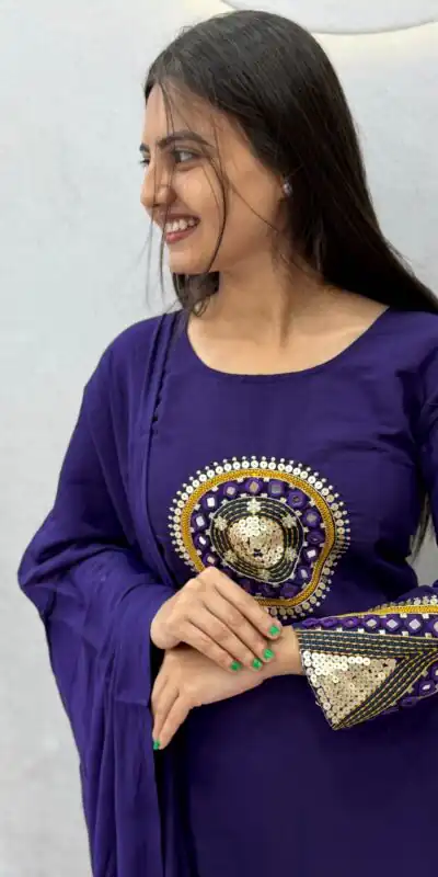 PC 598 Purple Roman Silk Salwar Suit with Sequins Work & Embroidery Work. Available at ₹2099 only. Delivery 4-6 Working Days. Shop now. | Jump Suits, Salwar suit, Designer Suits, Casual Suits, Creative suits, Palazzo Suits, Party Wear Suits, Patiala Suits, Straight Suits