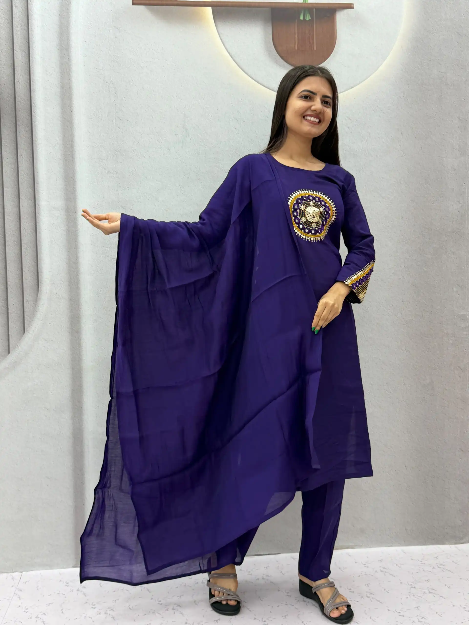 PC 598 Purple Roman Silk Salwar Suit with Sequins Work & Embroidery Work. Available at ₹2099 only. Delivery 4-6 Working Days. Shop now. | Jump Suits, Salwar suit, Designer Suits, Casual Suits, Creative suits, Palazzo Suits, Party Wear Suits, Patiala Suits, Straight Suits