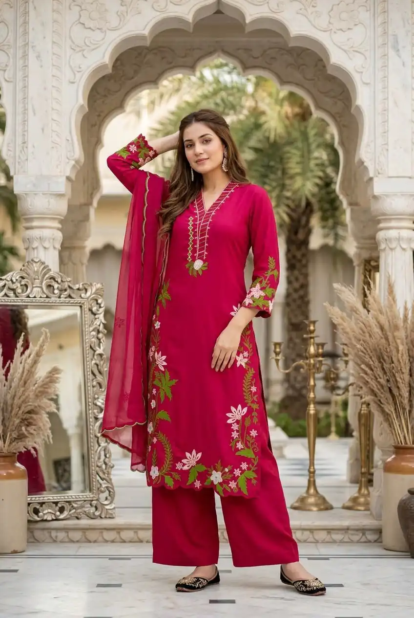 ST 249 Red Roman Silk Salwar Suit with Sequins Work & Embroidery Work. Available at ₹2099 only. Delivery 4-6 Working Days. Shop now. | Jump Suits, Salwar suit, Designer Suits, Casual Suits, Creative suits, Palazzo Suits, Party Wear Suits, Patiala Suits, Straight Suits